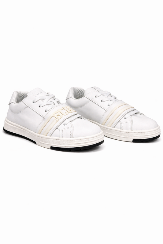 Sneakers bianche GCDS bambino con logo e fascia frontale