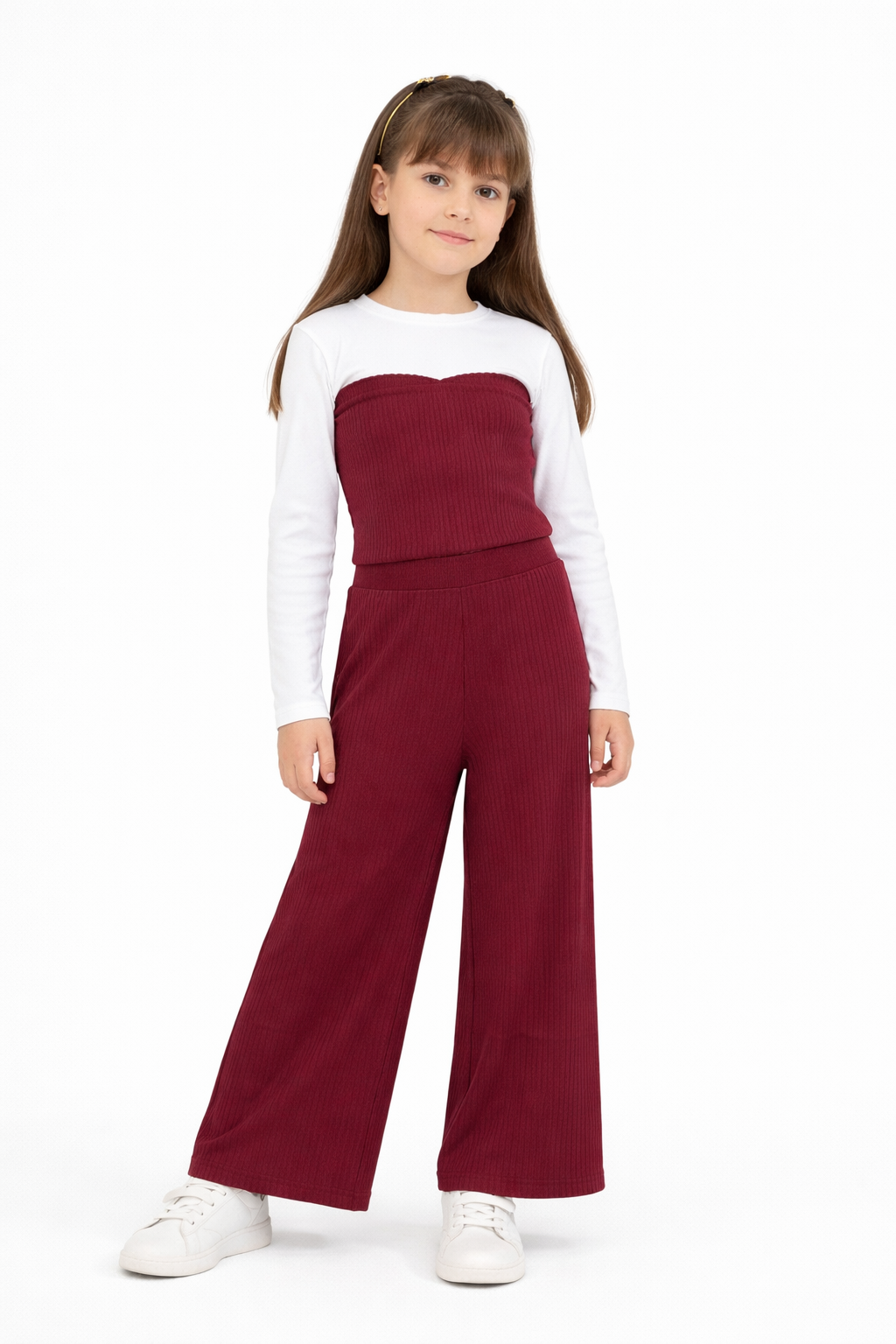Completo bambina Vicolo in maglia bordeaux